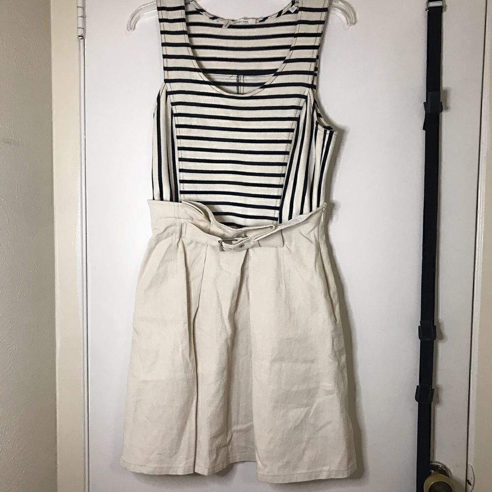 Derek Lam 10 Crosby Black Cream Stripe Tank dress